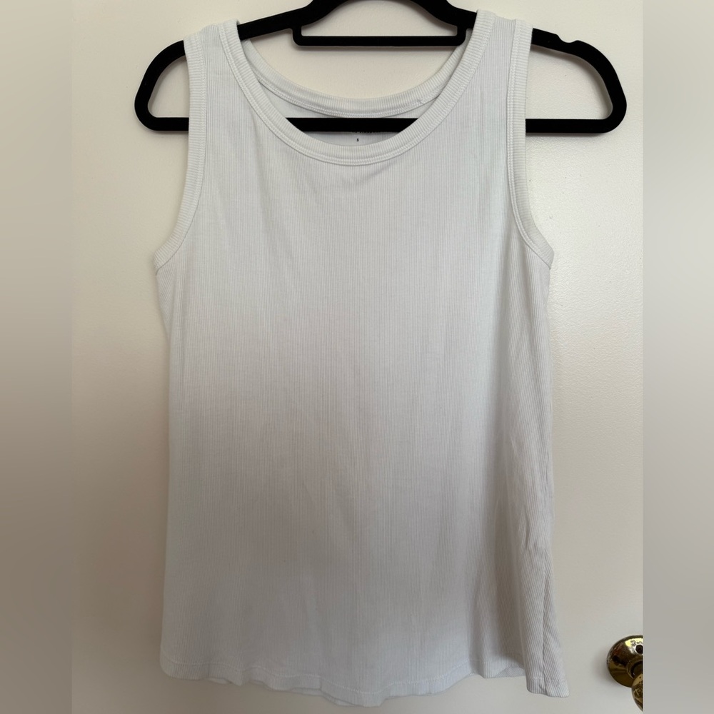 White Ribbed Tank Top- Size 14-16